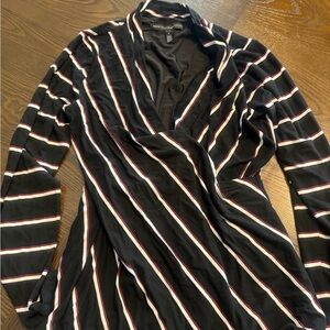 White House Black Market Striped V-Neck Blouse